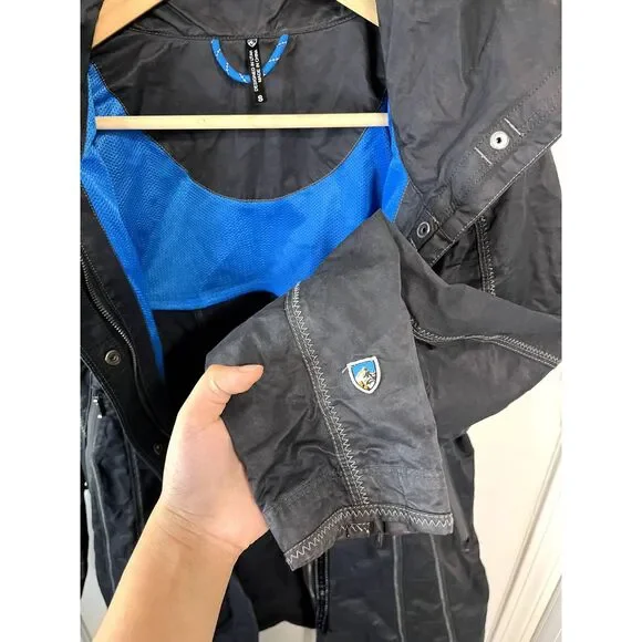 Kuhl Lena Grey Hooded Trench Coat Water Resistant Size Small - Picture 7 of 7